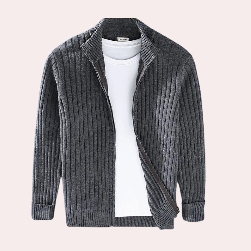 Heren Gebreid Vest met Ritssluiting Modern 4