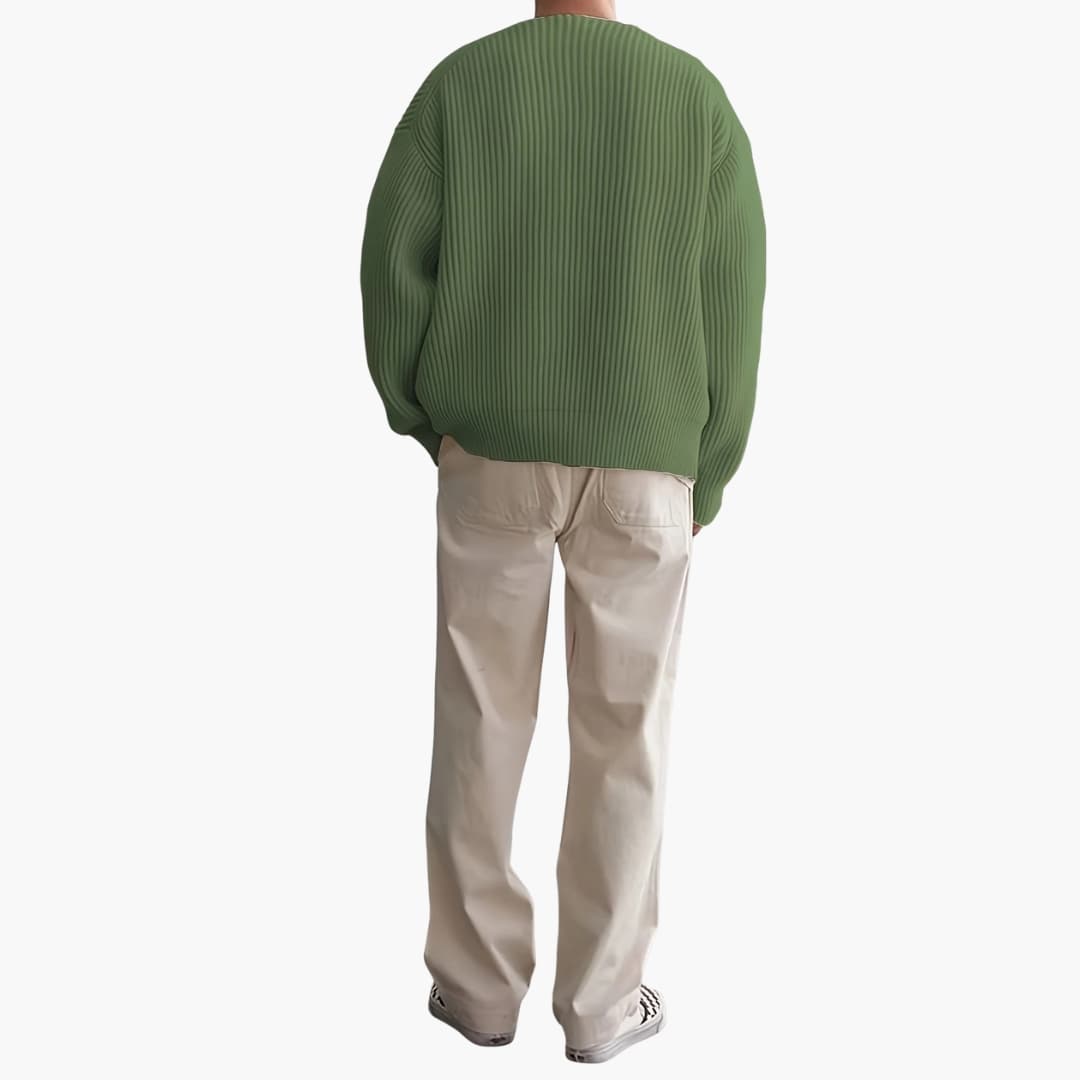 Heren Gebreide Trui met Halve Zip en Lange Mouwen 2