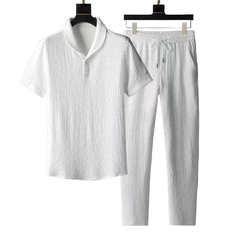 Heren Gemaksset Korte Mouwen V-hals met Elastische Taille 0