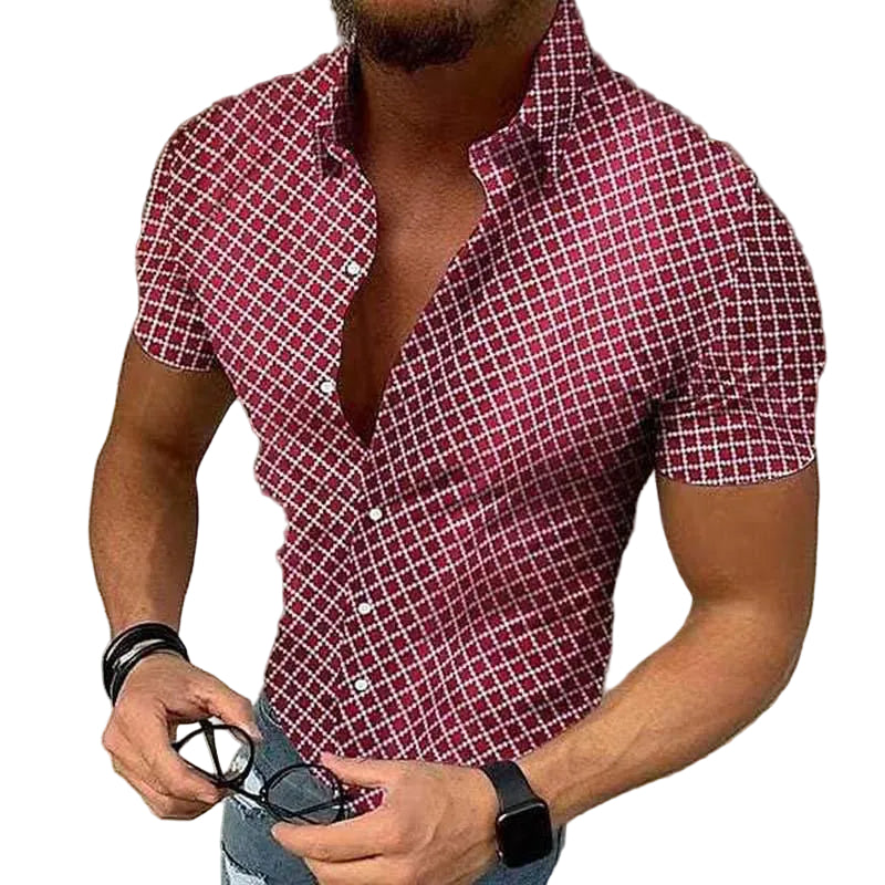 Heren Geruit Overhemd Korte Mouwen Casual 1