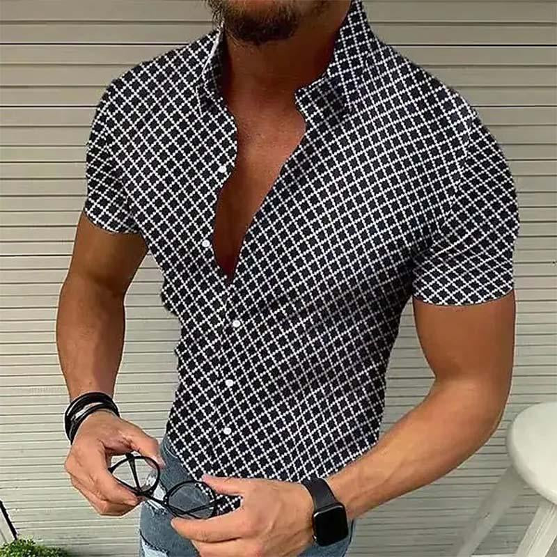 Heren Geruit Overhemd Korte Mouwen Casual 3