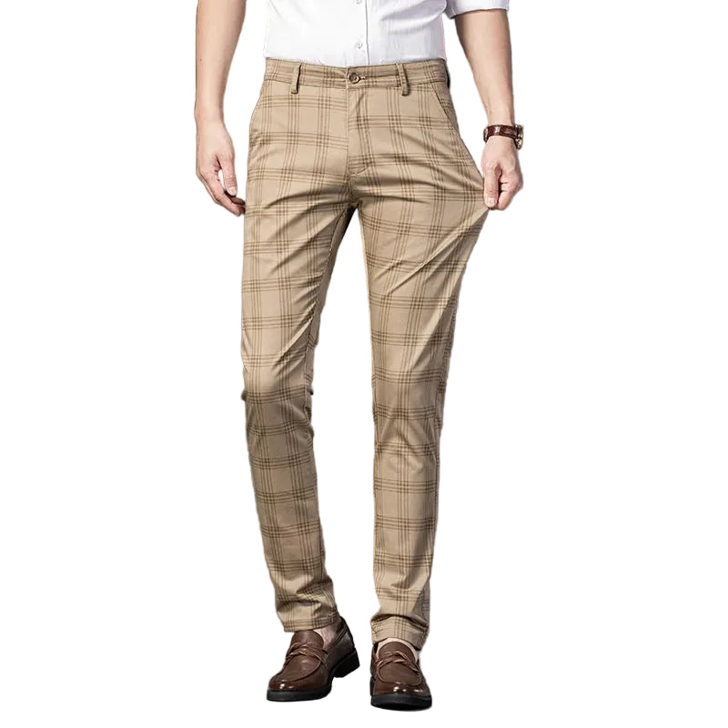 Heren Geruite Broek Met Rechte Pijpen 0