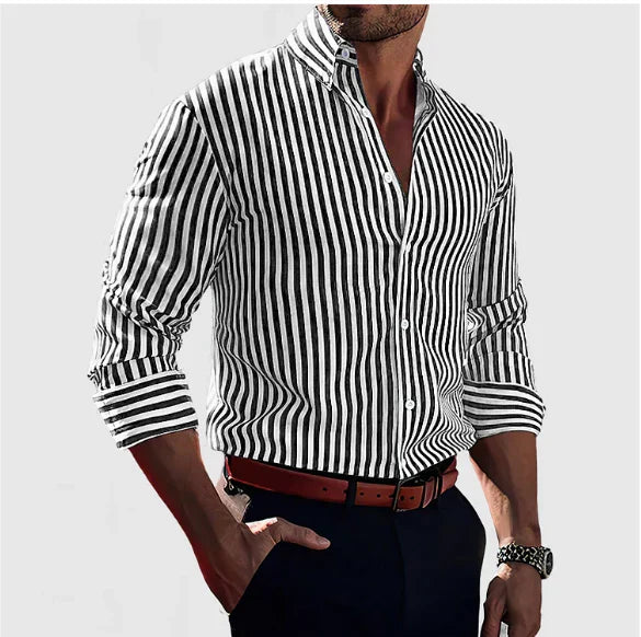 Heren Gestreept Overhemd Modern Fit 1