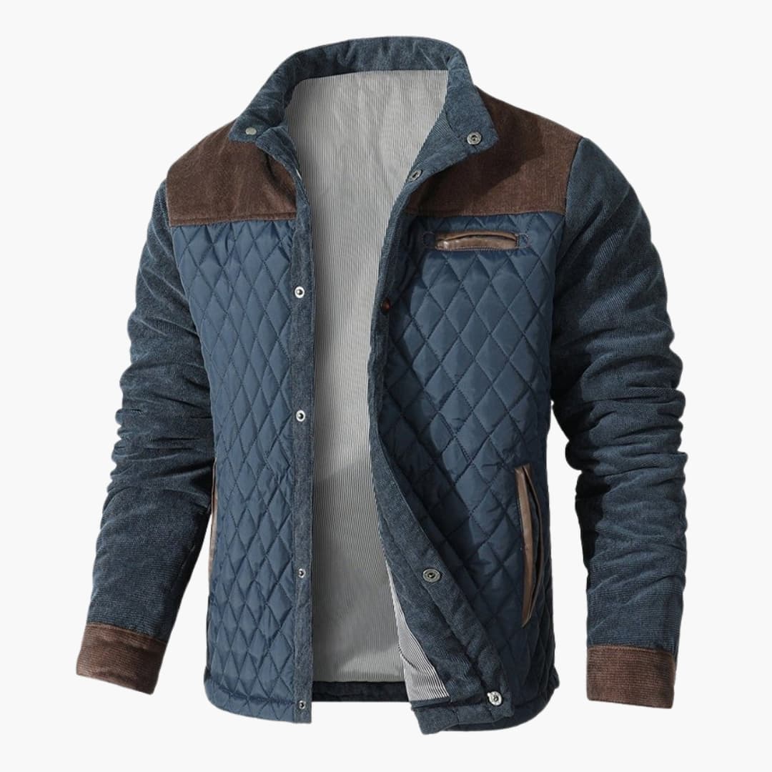 Heren Gewatteerde Jas met Contrastdetails 0