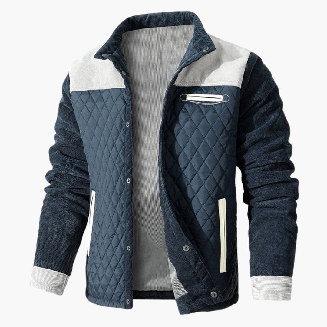 Heren Gewatteerde Jas met Contrastdetails 1
