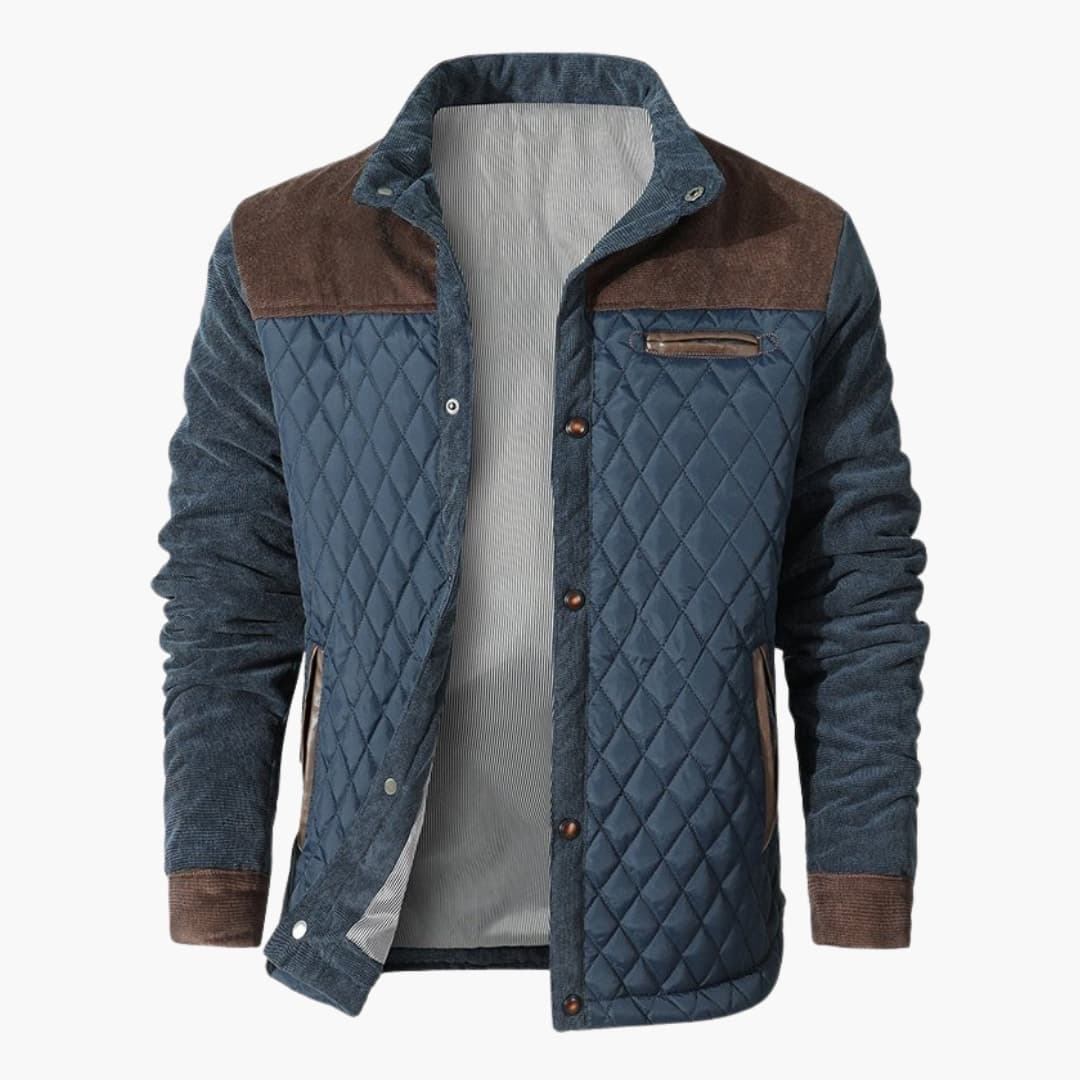 Heren Gewatteerde Jas met Contrastdetails 2