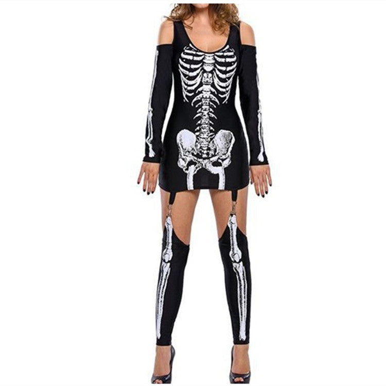 Heren Halloween Kostuum Langarm Skelett Druk 1