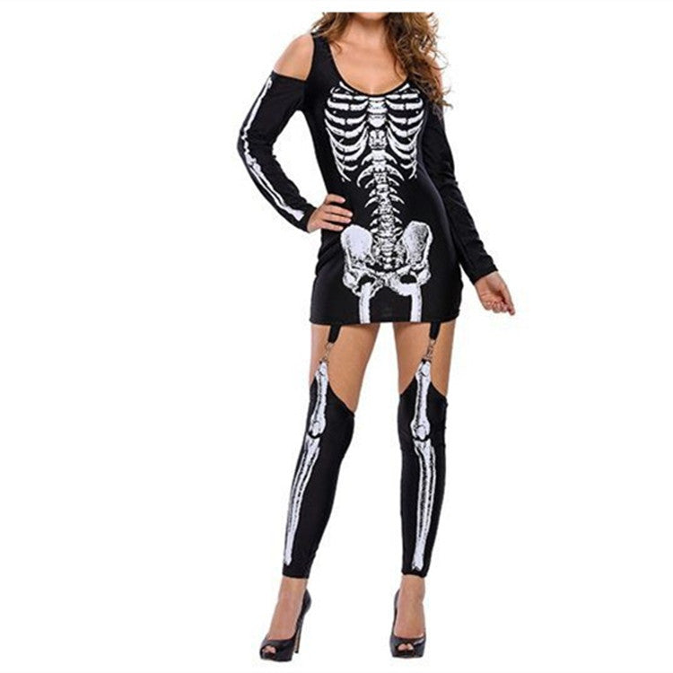 Heren Halloween Kostuum Langarm Skelett Druk 2