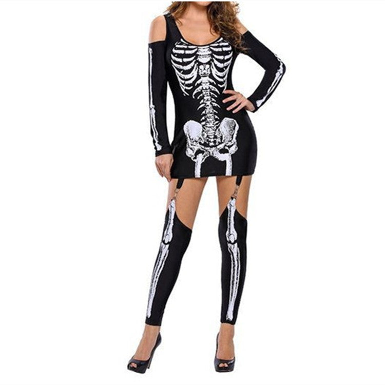 Heren Halloween Kostuum Langarm Skelett Druk 3