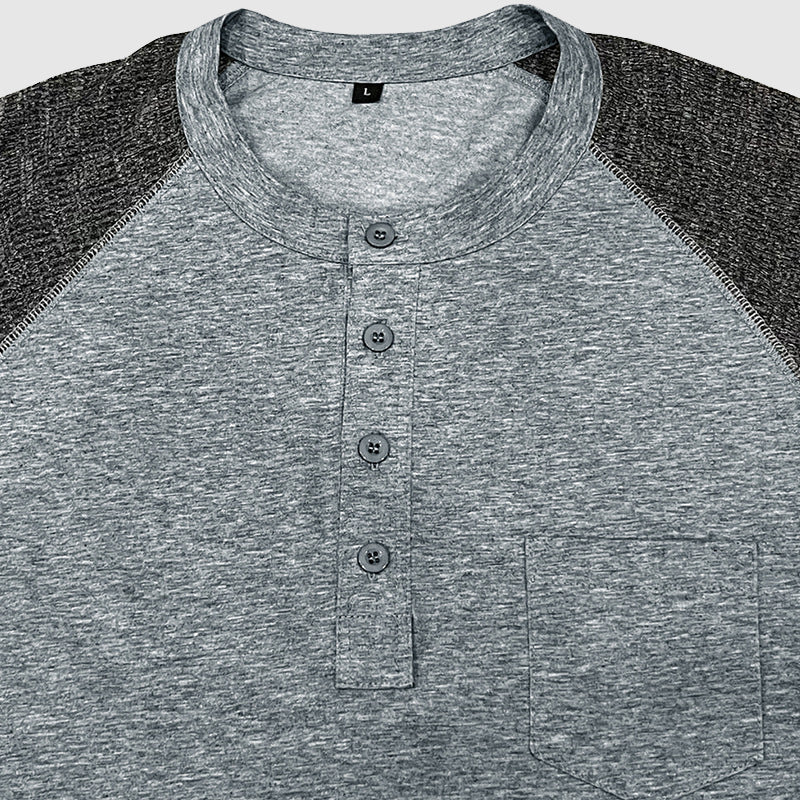 Heren Henley-shirt Tweekleurig Stijlvol 5