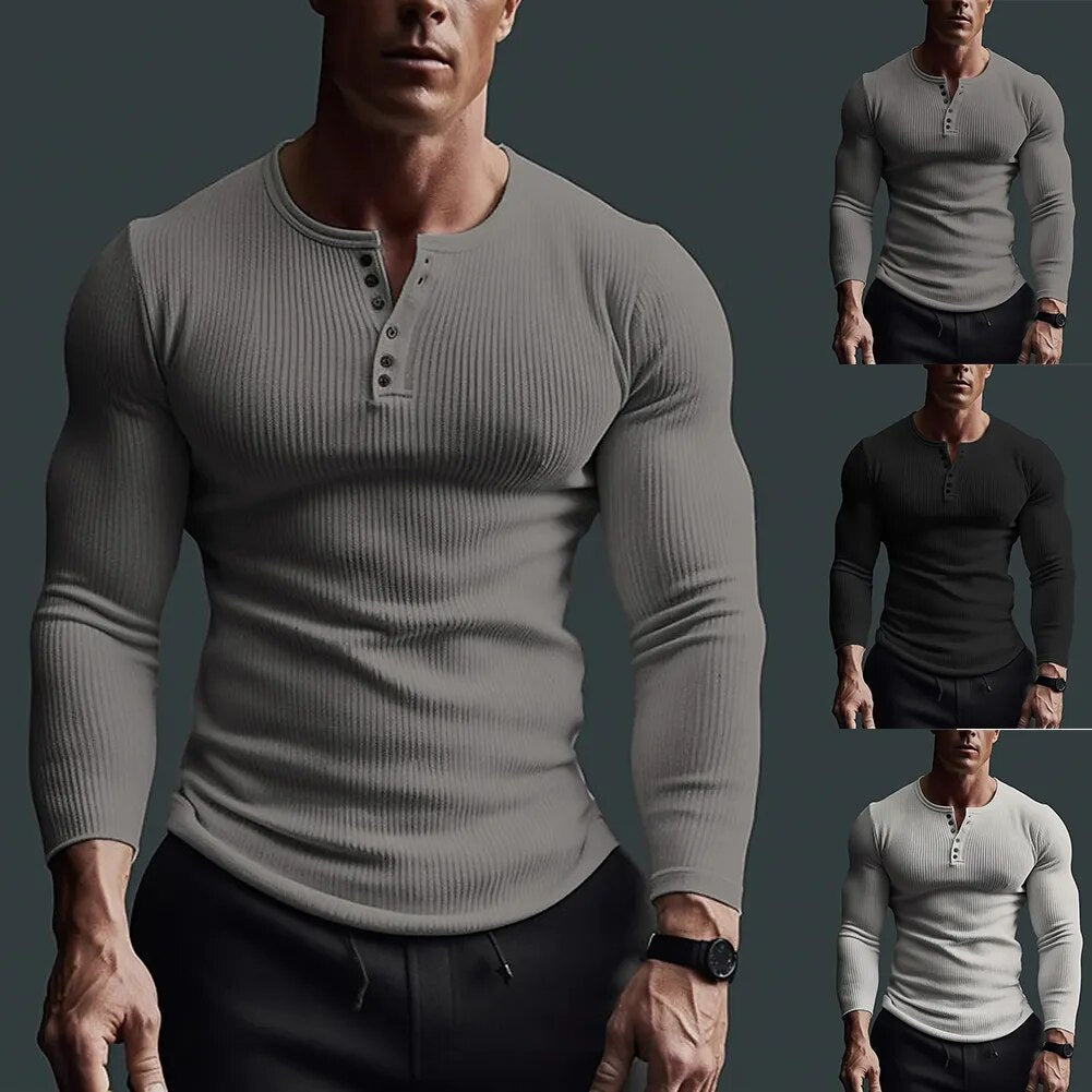 Heren Henley Shirt Slank Ontwerp voor Casual en Formele Gelegenheden 1