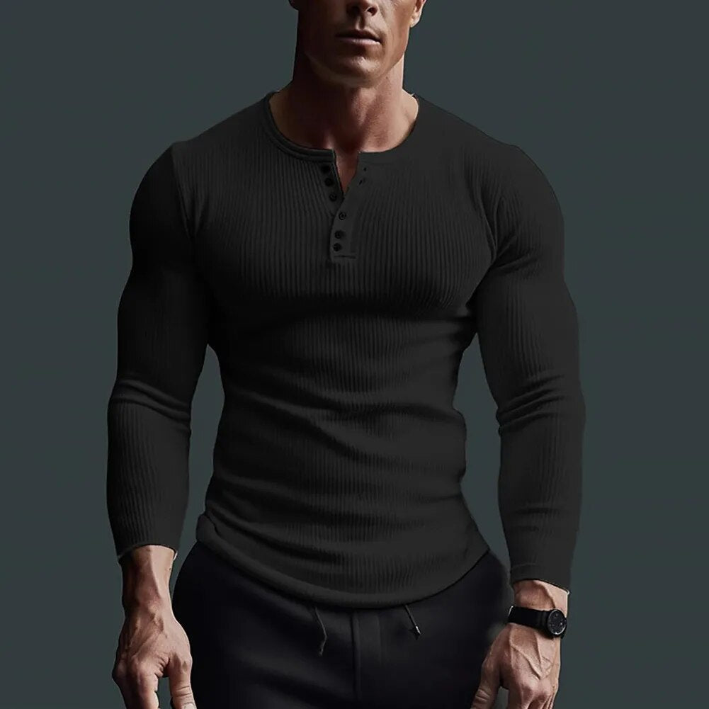 Heren Henley Shirt Slank Ontwerp voor Casual en Formele Gelegenheden 2