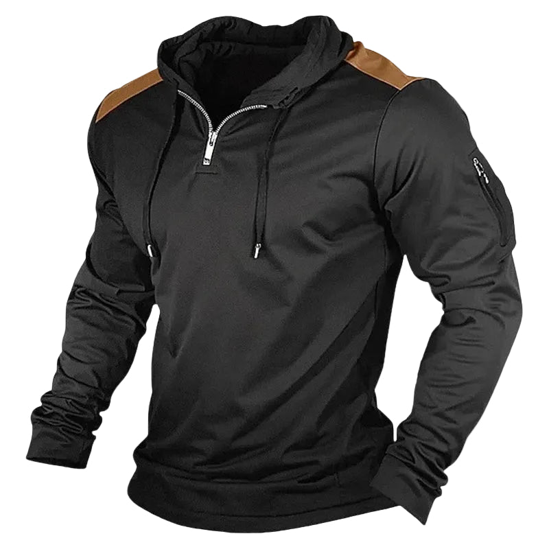 Heren Hoodie Met Rits Casual Patchwork Design 0