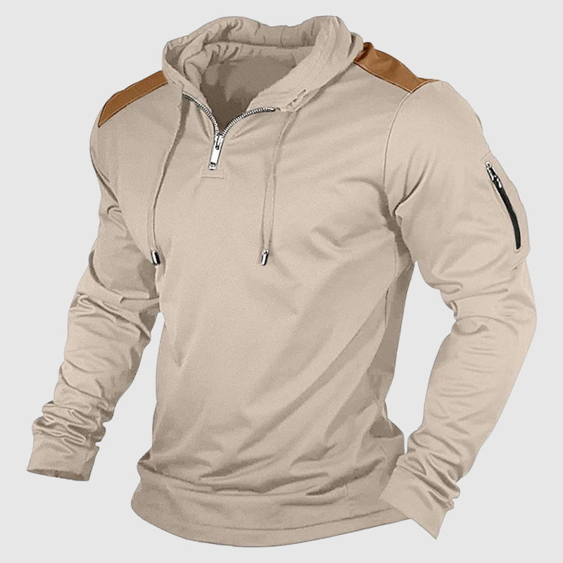 Heren Hoodie Met Rits Casual Patchwork Design 1