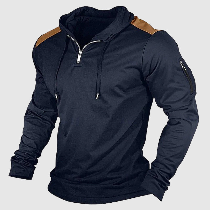 Heren Hoodie Met Rits Casual Patchwork Design 2