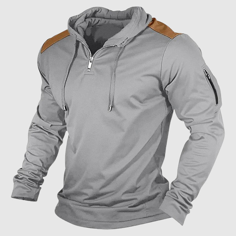 Heren Hoodie Met Rits Casual Patchwork Design 3