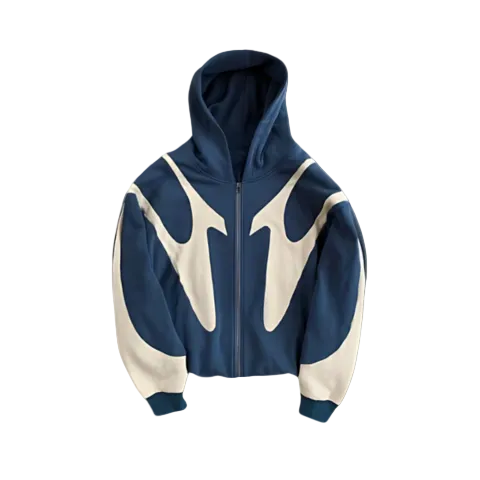 Heren Hoodie Met Ritssluiting en Patchwork Design 0