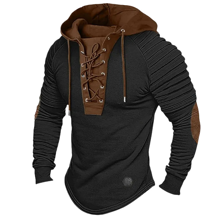 Heren Hoodie met Capuchon en Vetersluiting 0