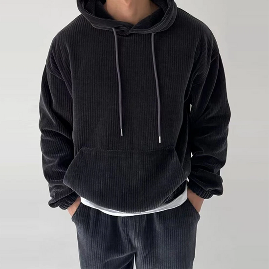 Heren Hoodie met Geribbelde Afwerking en Kangoeroezak 5