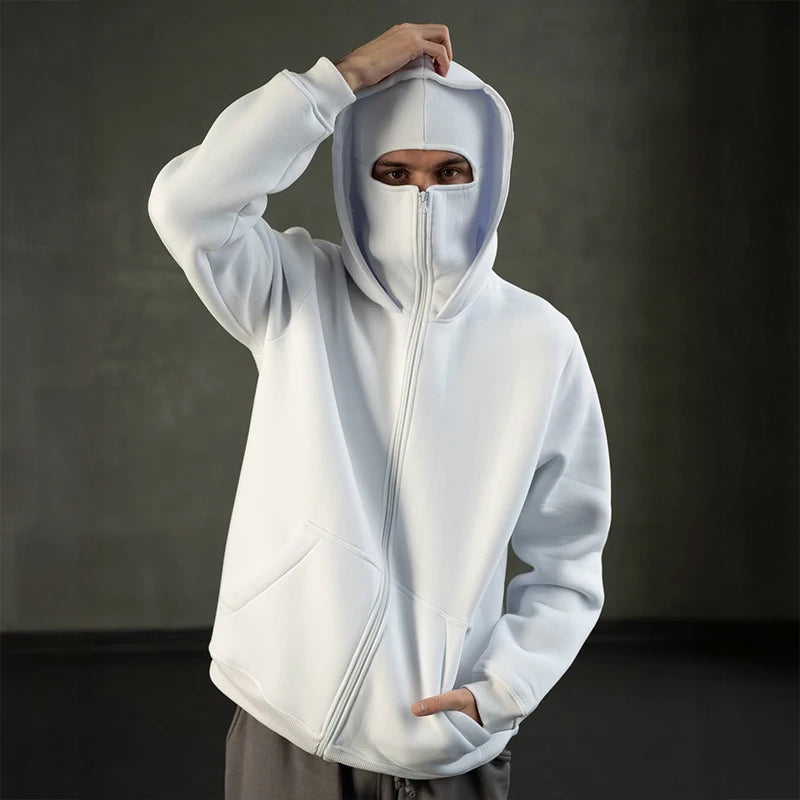 Heren Hoodie met Ingebouwd Bivakmutsmasker en Rits 1