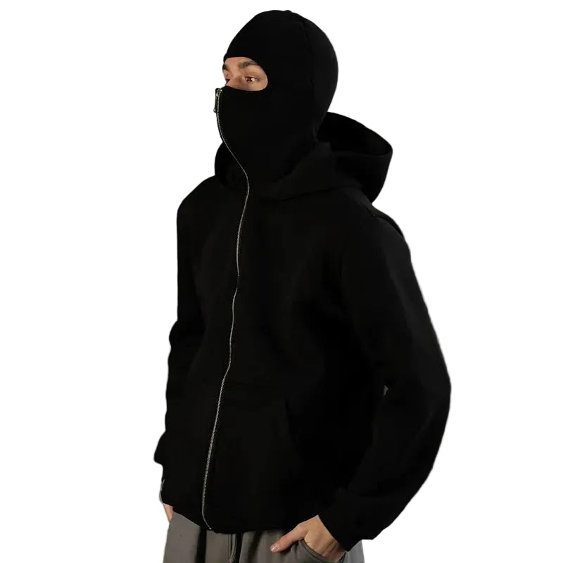 Heren Hoodie met Ingebouwd Bivakmutsmasker en Rits 3