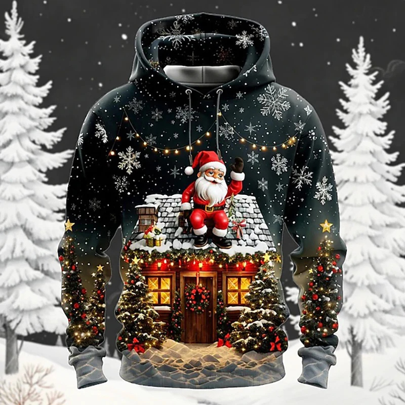 Heren Hoodie met Speels Rendier Design 3