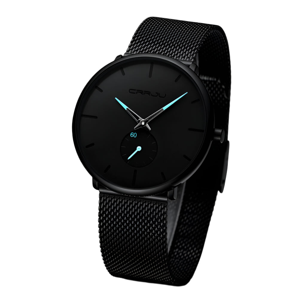Heren Horloge Analoog Minimalistisch Staalblauw 0