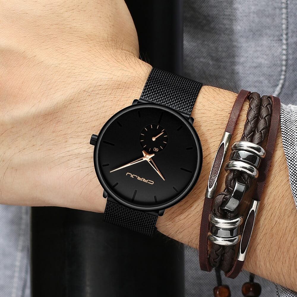 Heren Horloge Analoog Minimalistisch Staalblauw 2