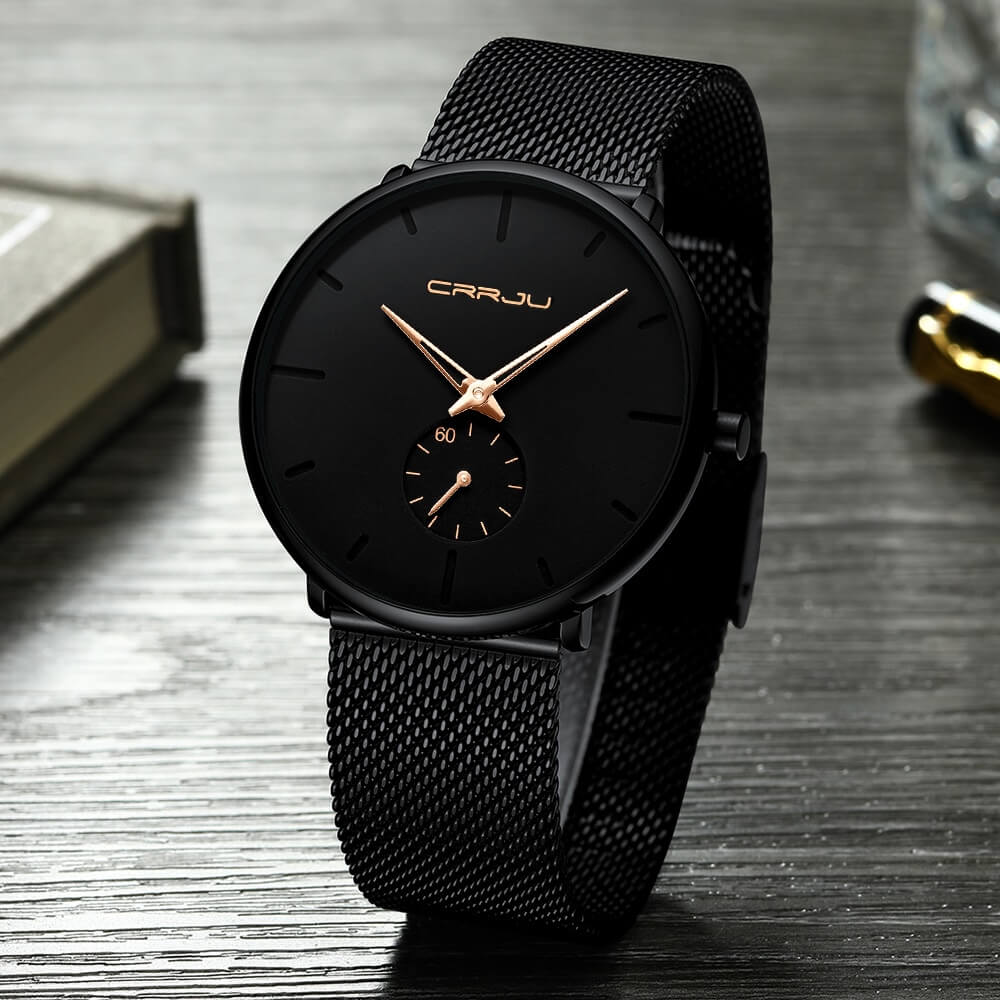 Heren Horloge Analoog Minimalistisch Staalblauw 3
