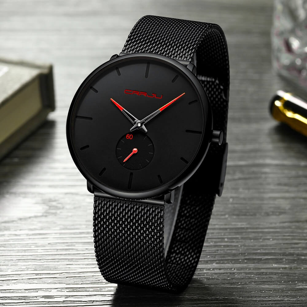Heren Horloge Analoog Minimalistisch Staalblauw 4