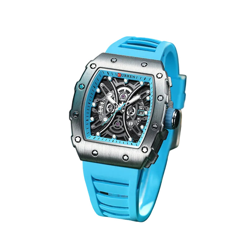 Heren Horloge Tonneau Vorm met Siliconen Band voor Dagelijks Gebruik 0