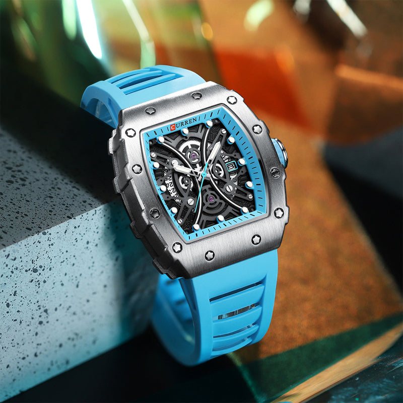 Heren Horloge Tonneau Vorm met Siliconen Band voor Dagelijks Gebruik 1