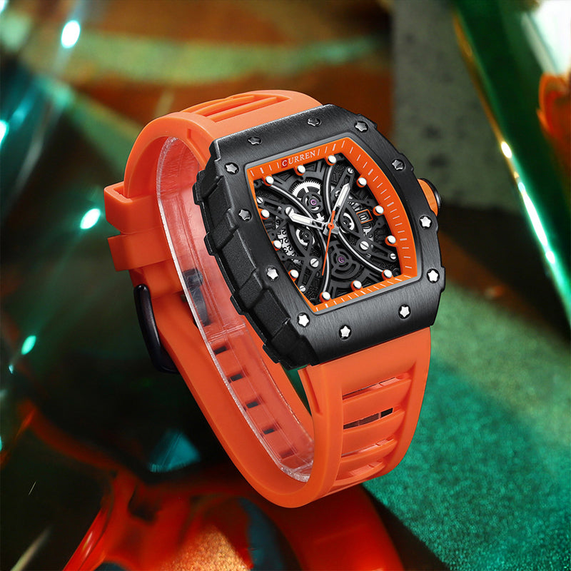 Heren Horloge Tonneau Vorm met Siliconen Band voor Dagelijks Gebruik 2