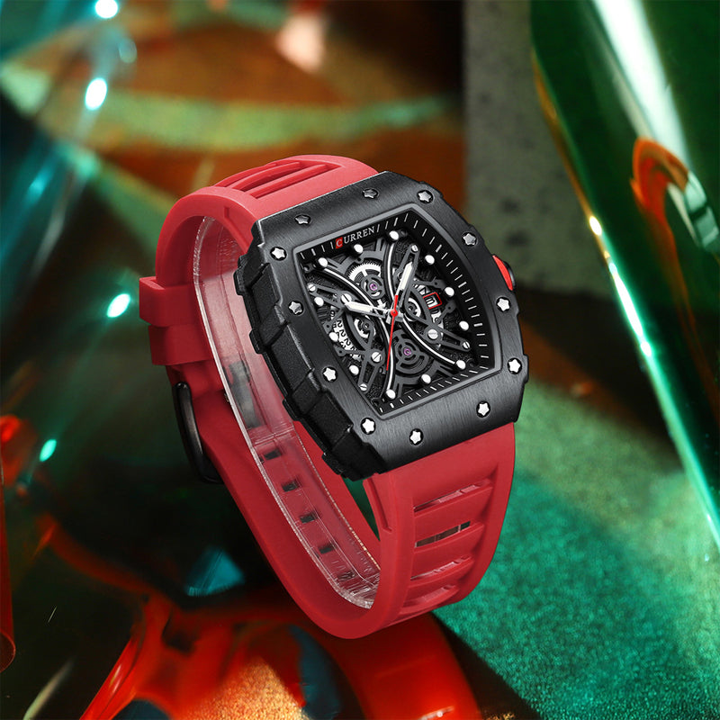 Heren Horloge Tonneau Vorm met Siliconen Band voor Dagelijks Gebruik 3