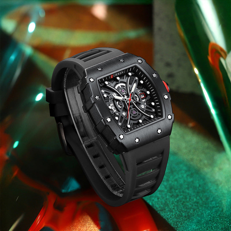 Heren Horloge Tonneau Vorm met Siliconen Band voor Dagelijks Gebruik 4