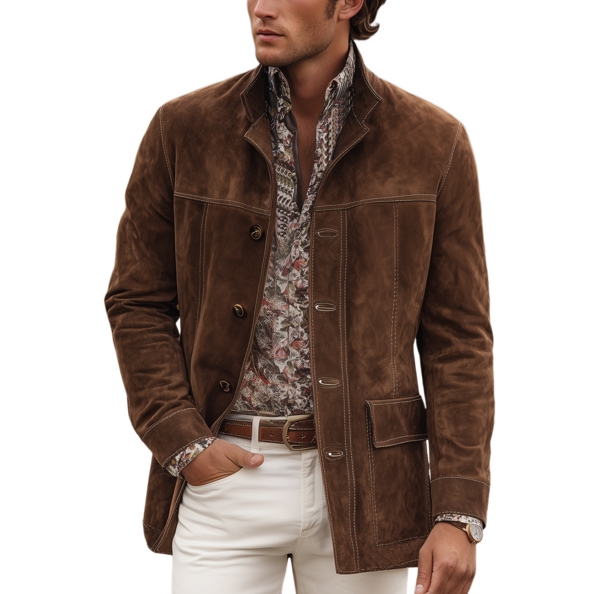 Heren Jas met Revers en Stoer Design 0