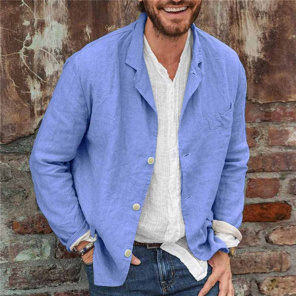 Heren Jasje Casual Lichte Linnen Look Ademend Comfort 3