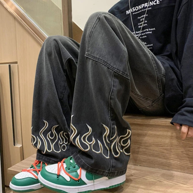 Heren Jeans Uniek Vlamontwerp 100% Katoen Soft Denim 4