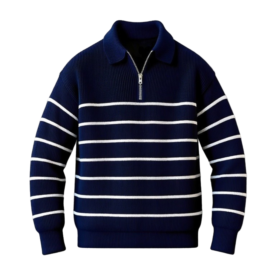 Heren Jumper Halfzip Nautische Stijl 0