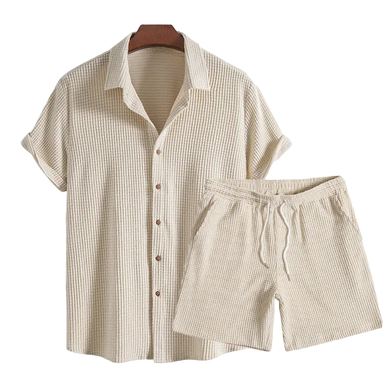 Heren Korte Mouwen Overhemd en Short Set Casual 0