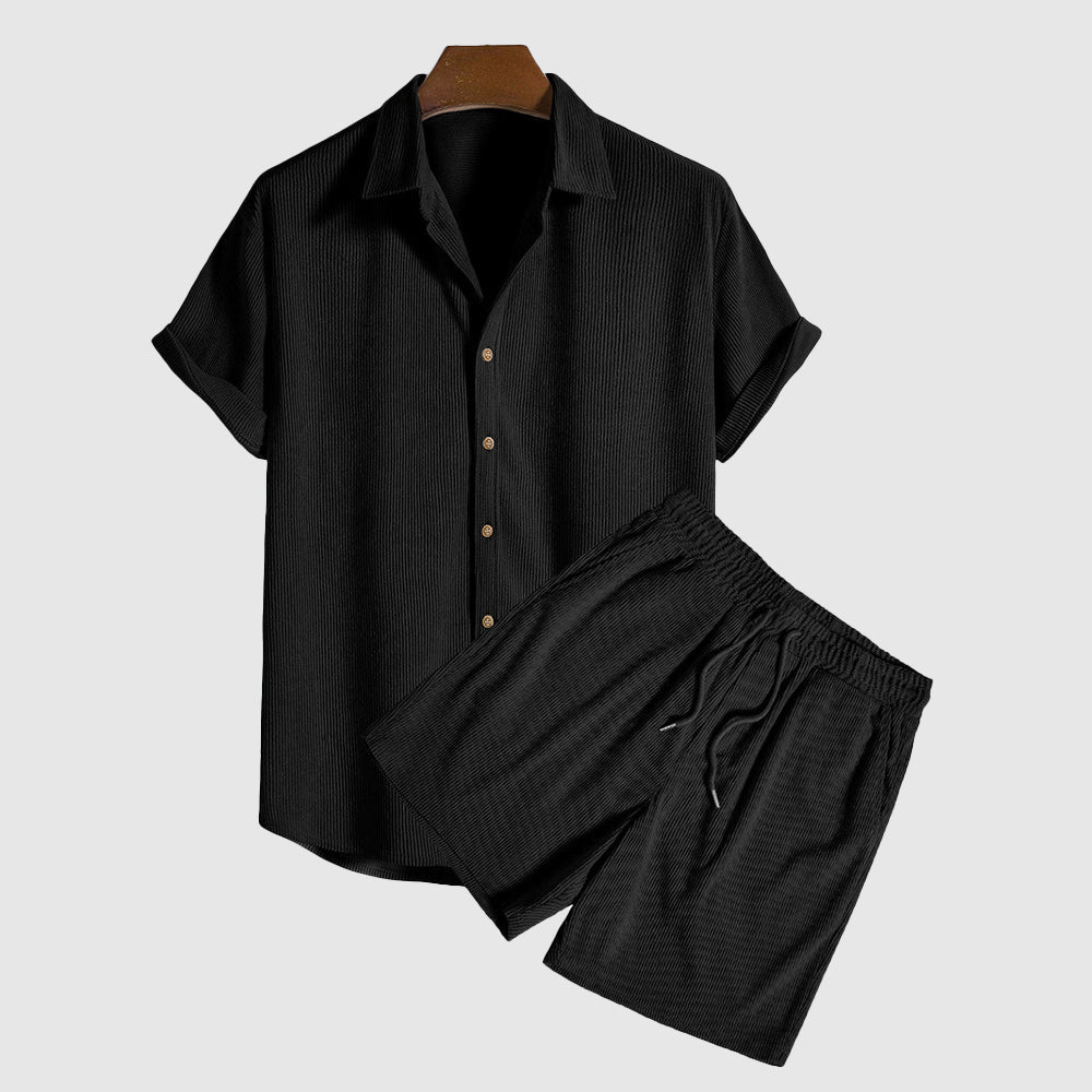 Heren Korte Mouwen Overhemd en Short Set Casual 2
