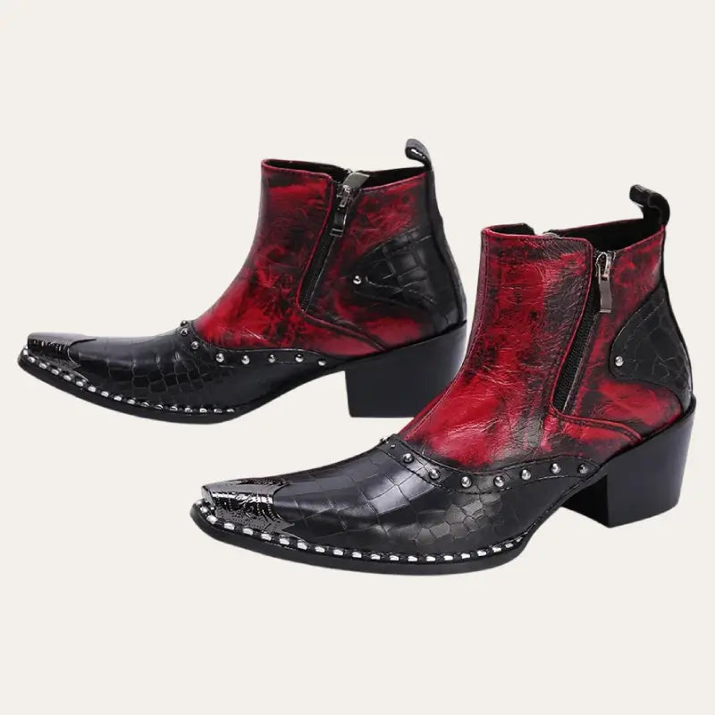 Heren Laarzen Cowboy Laag Leer Met Rits 2