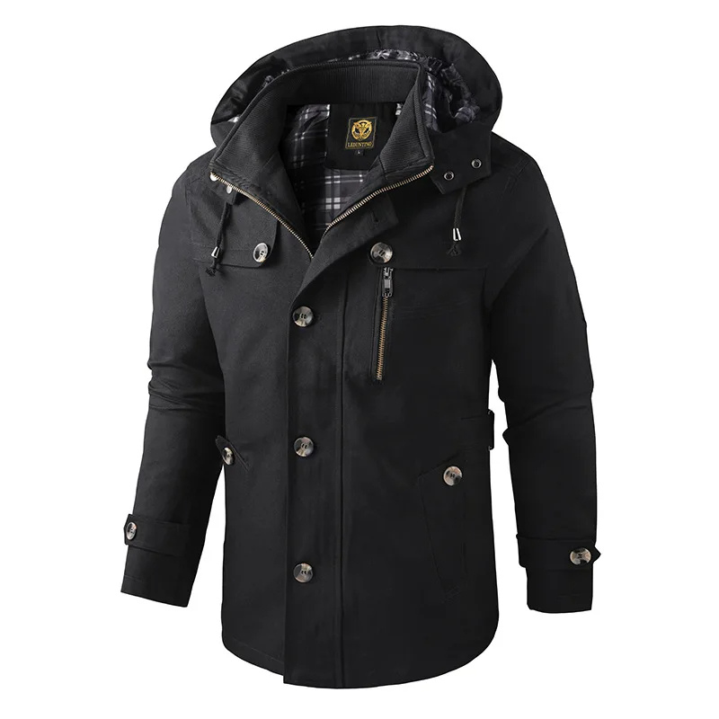 Heren Lange Winterjas Waterdicht met Capuchon 2