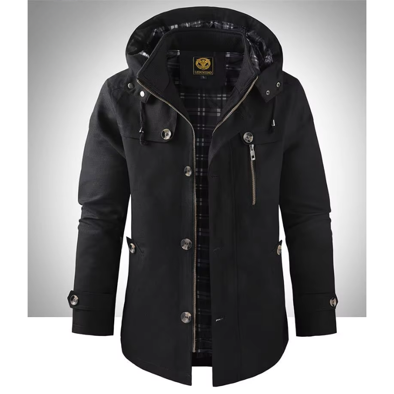 Heren Lange Winterjas Waterdicht met Capuchon 9