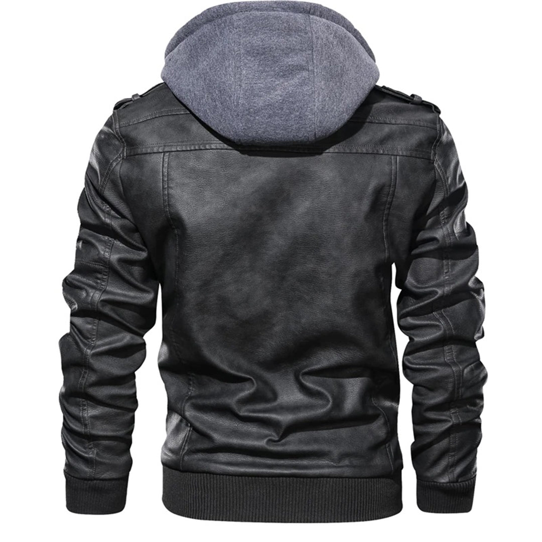 Heren Leren Jas met Capuchon Trendy 4