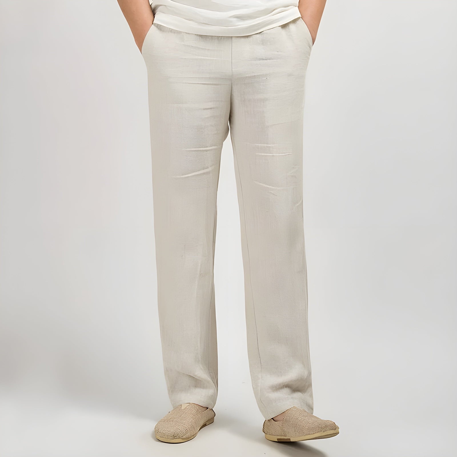 Heren Linnen Broek Rechte Pasvorm 6