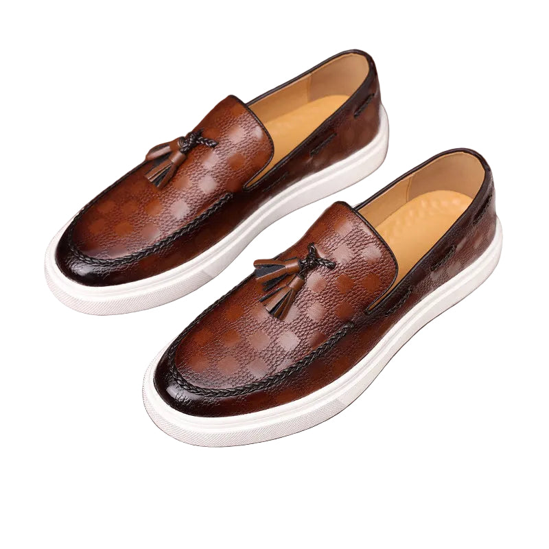 Heren Loafers Met Reliëftextuur En Kwastversiering Zwart 0
