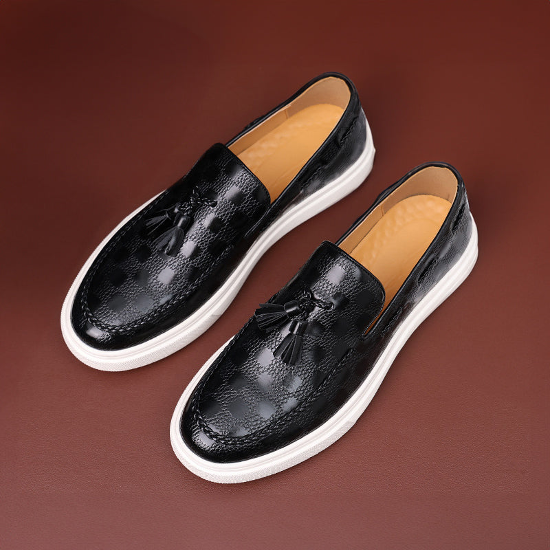 Heren Loafers Met Reliëftextuur En Kwastversiering Zwart 1
