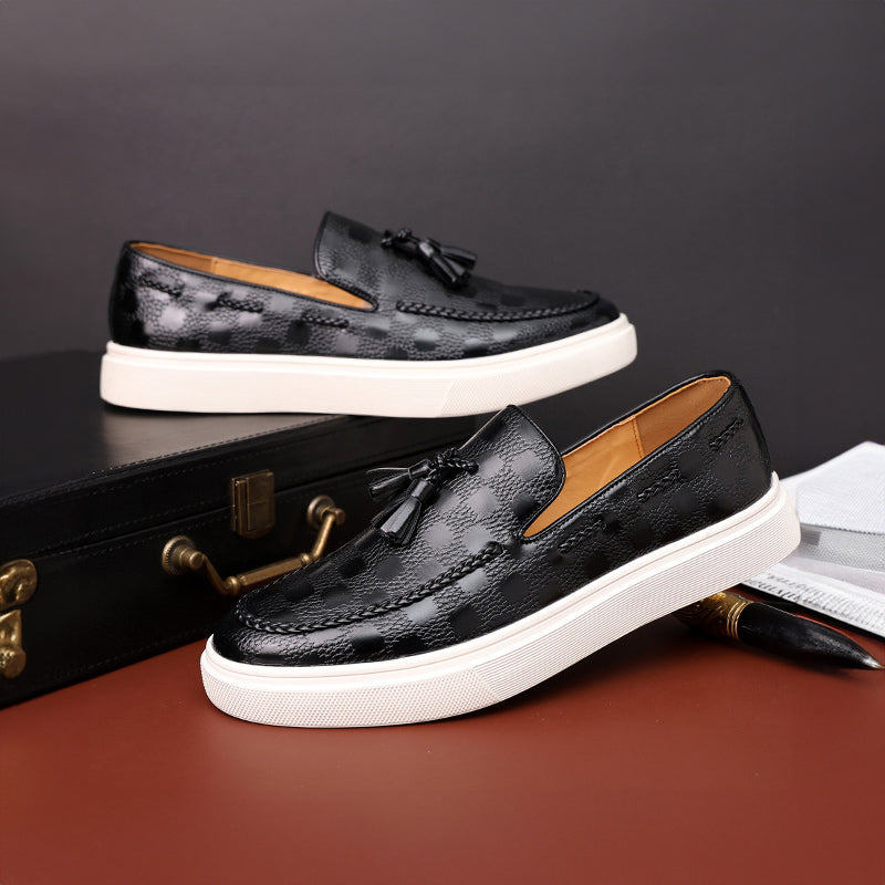 Heren Loafers Met Reliëftextuur En Kwastversiering Zwart 3