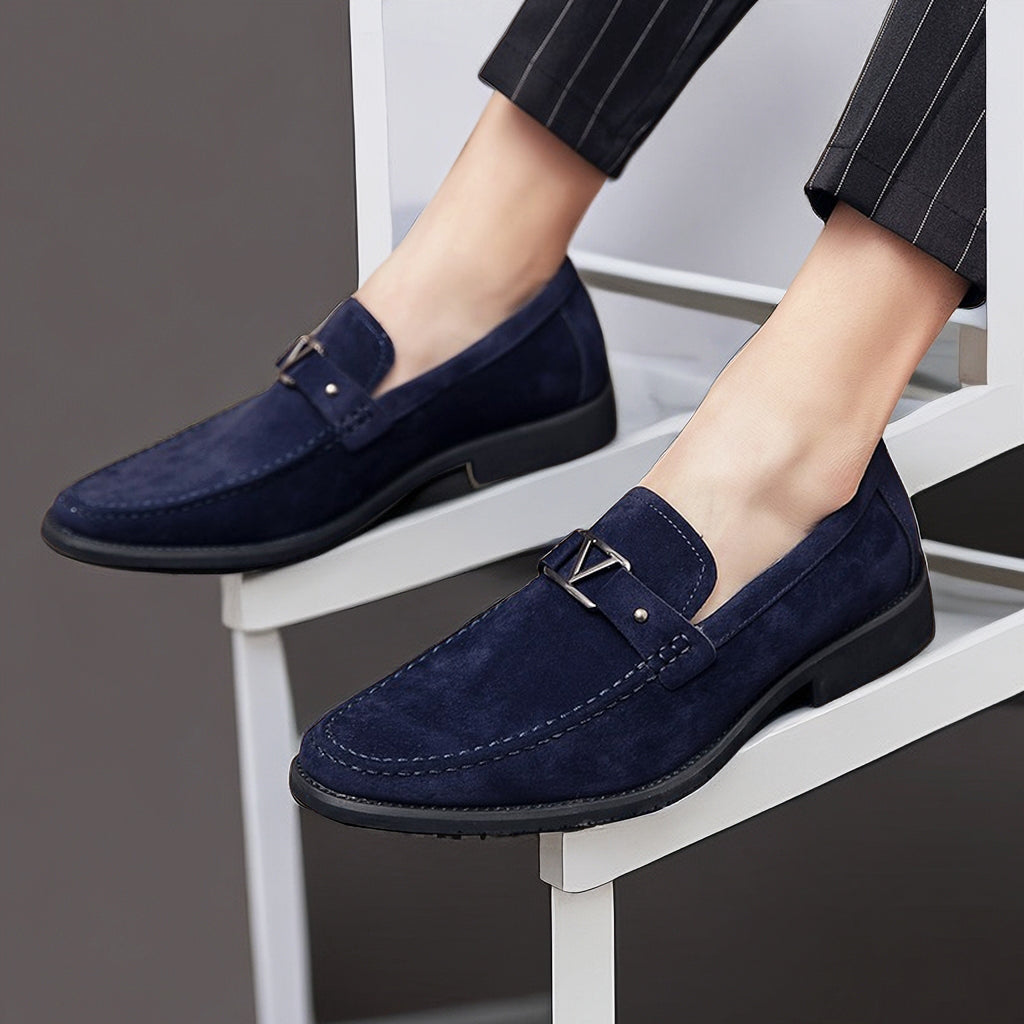 Heren Loafers Suède Met Decoratieve Gesp 3